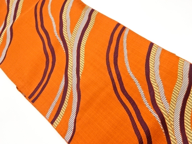 JAPANESE KIMONO / VINTAGE NAGOYA OBI / CHIKUZEN HAKATA / WOVEN WAVY STRIPE